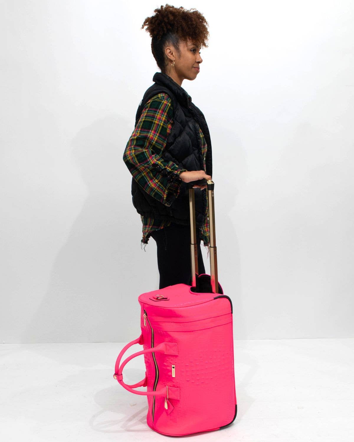 Apollo 2 Rolling Duffle Bag in Neon Pink